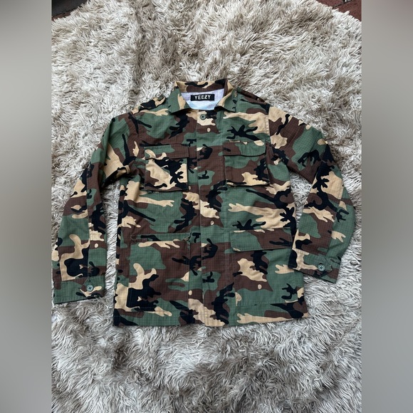 Yeezy Season 1 Kanye West Size S Saint Pablo Camo Army Button Up Canvas Jacket - Picture 4 of 8